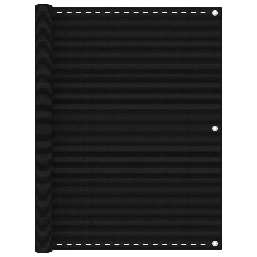 Balcony Screen Black 120x500 cm HDPE - Decor Base