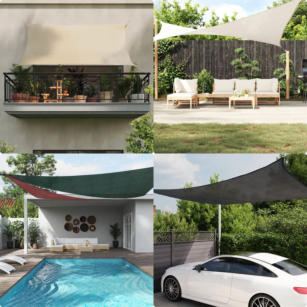 Sunshade Sail 160 g/m2 Anthracite 3.5x5 m HDPE - Casper Homes