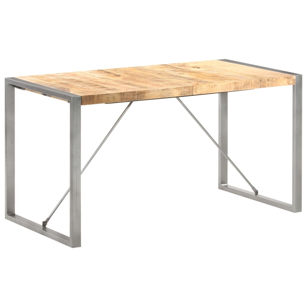 Dining Table 140x70x75 cm Solid Rough Mango Wood - Brittle & Co