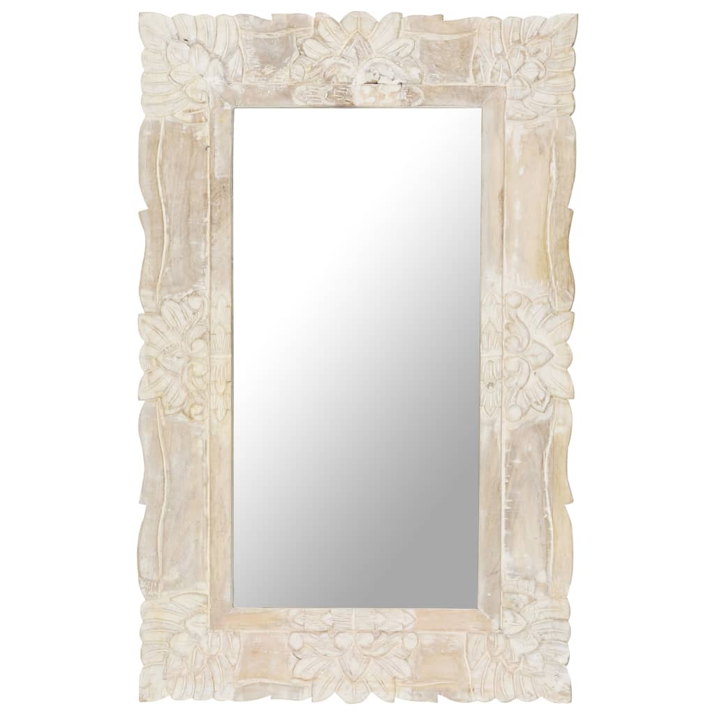 Mirror White 80x50 cm Solid Mango Wood - Merkel Designers