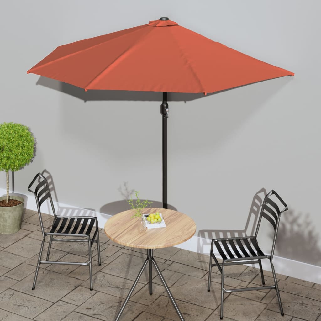 Balcony Parasol with Aluminium Pole Terracotta 270x144x222 cm Half - Sid & Sam