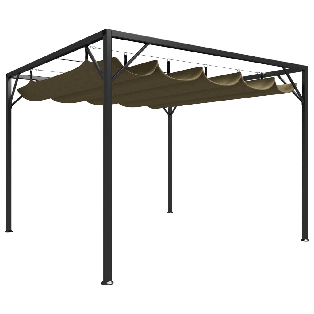 Garden Gazebo with Retractable Roof 3x3 m Taupe 180 g/m2 - Casper Homes