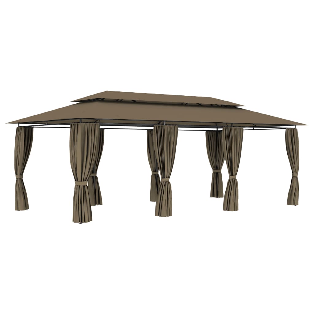 Gazebo with Curtains 600x298x270 cm Taupe 180 g/m2 - Sid & Sam