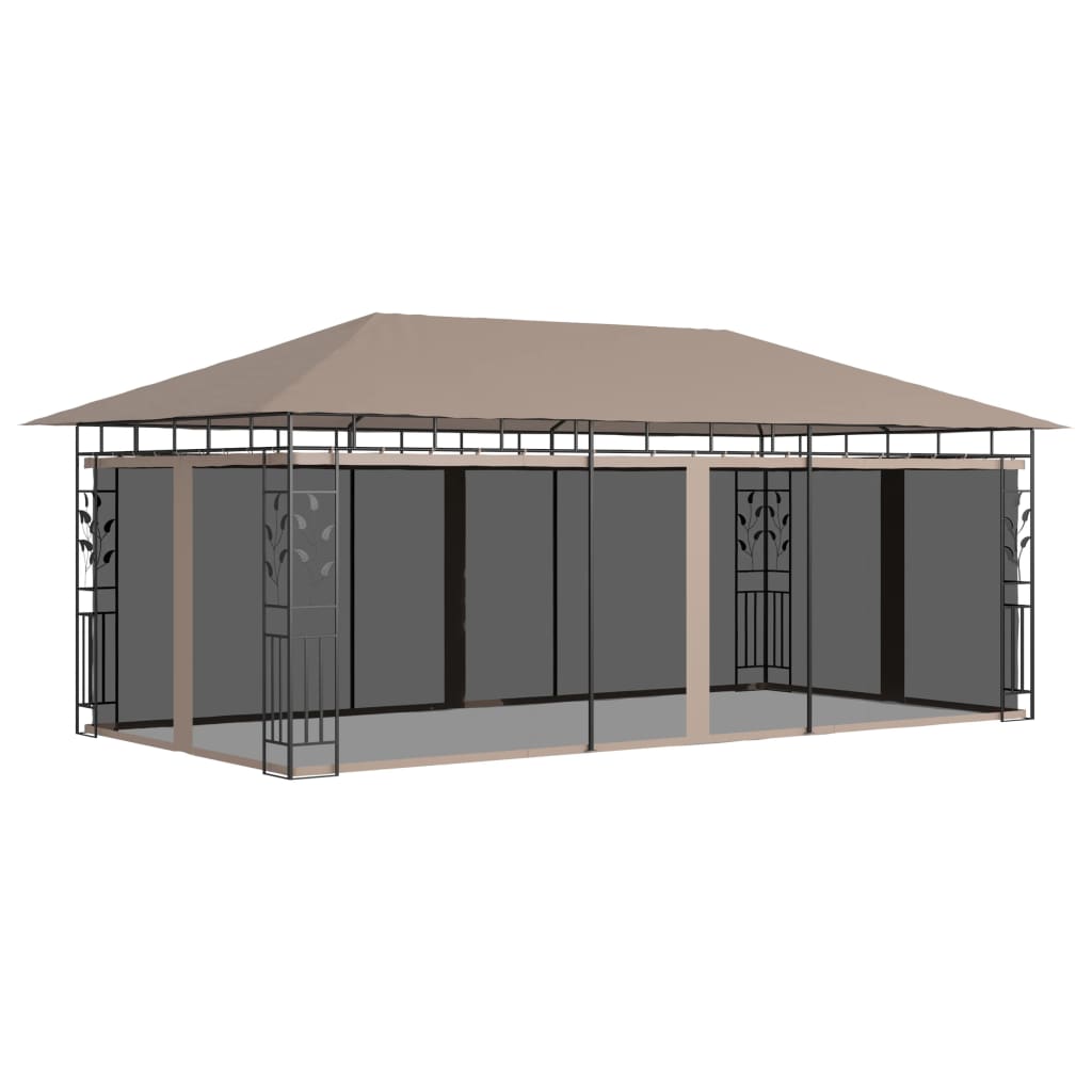 Gazebo with Mosquito Net 6x3x2.73 m Taupe 180 g/m2 - Merlin Deals