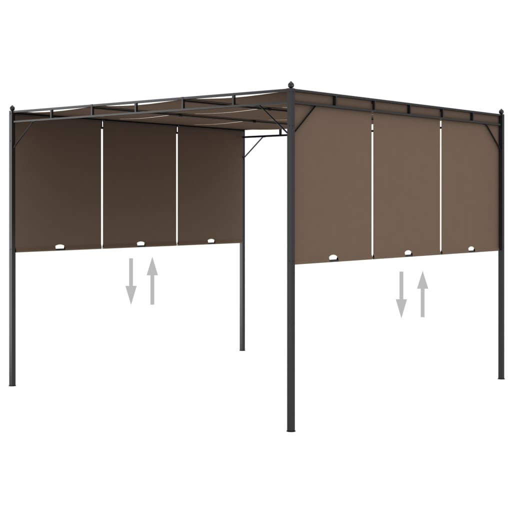 Garden Gazebo with Side Curtain 3x3x2.25 m Taupe - All Things Good