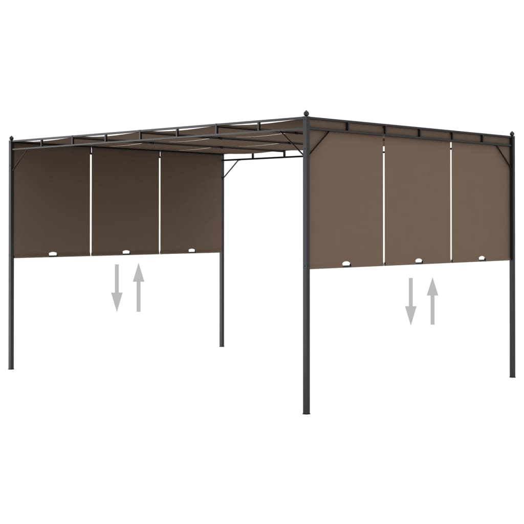 Garden Gazebo with Side Curtain 4x3x2.25 m Taupe - Sid & Sam