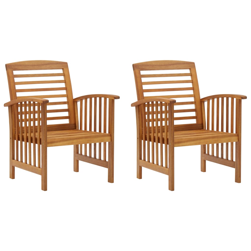 Garden Chairs 2 pcs Solid Acacia Wood - Unbeatable Bargains