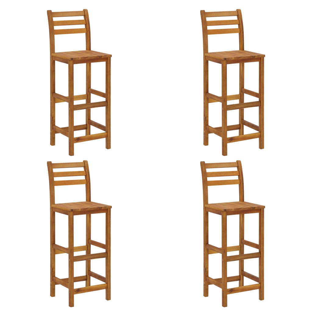 Bar Stools 4 pcs Solid Acacia Wood - Discount Dealers