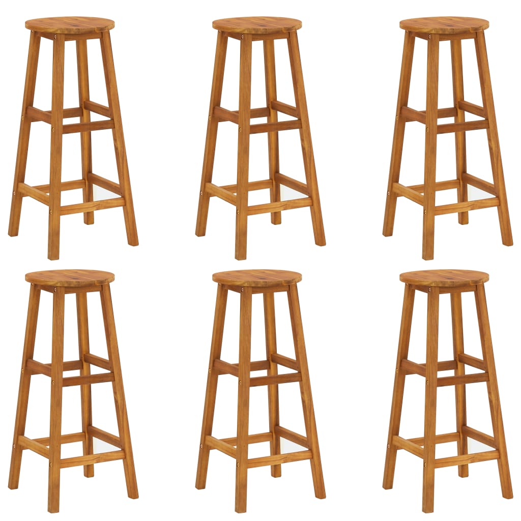 Bar Stools 6 pcs Solid Acacia Wood - All Things Good