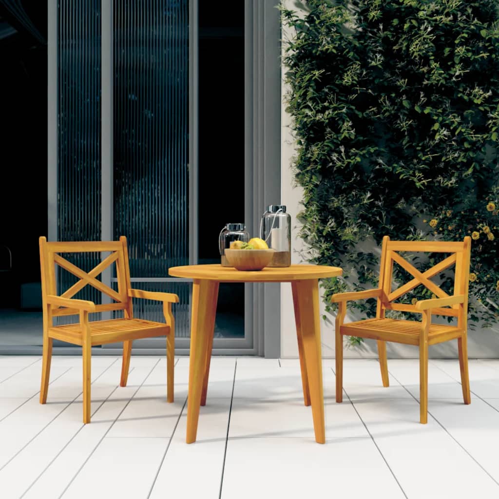 Outdoor Dining Chairs 2 pcs Solid Wood Acacia - Sid & Sam