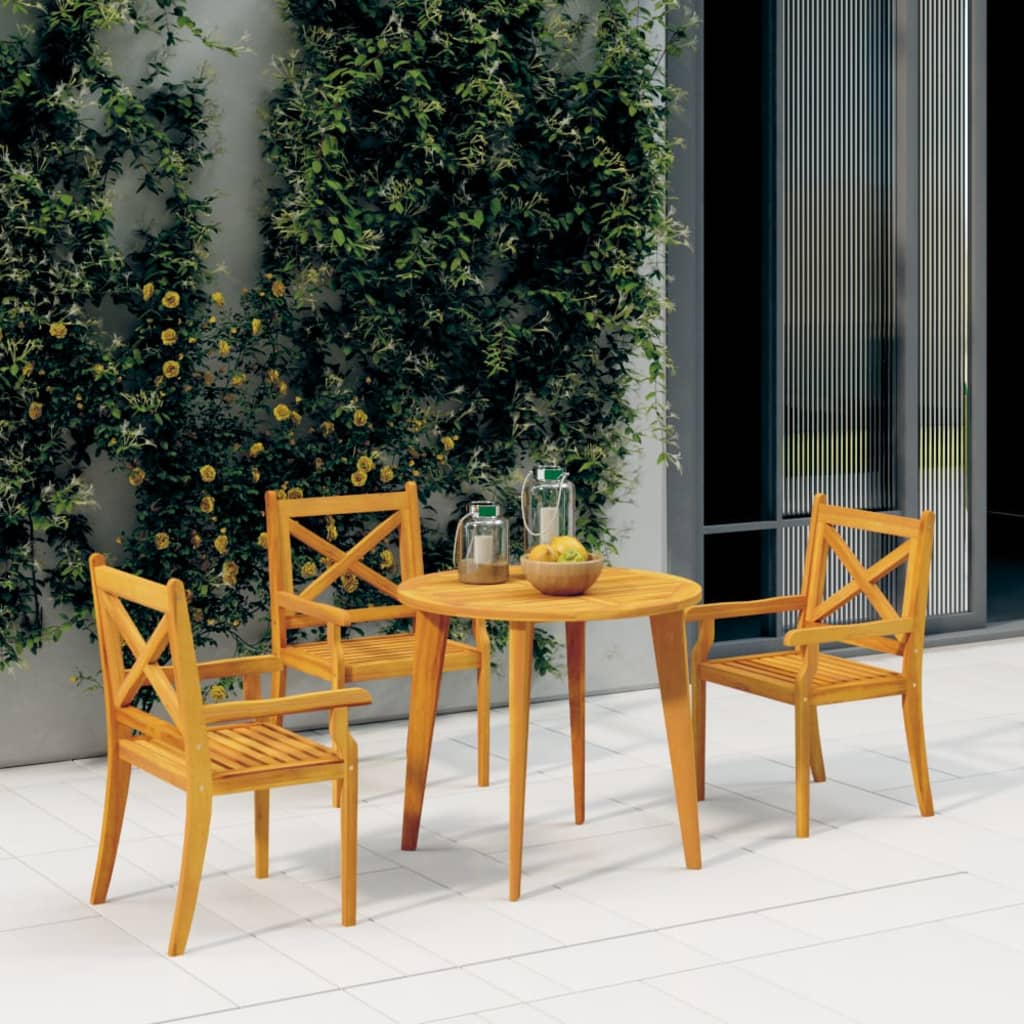 Outdoor Dining Chairs 3 pcs Solid Wood Acacia - Decor Base