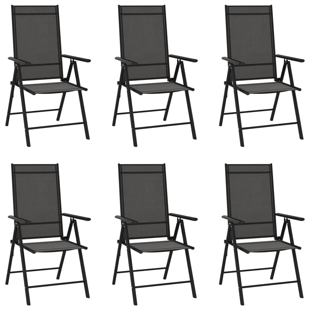 Folding Garden Chairs 6 pcs Textilene Black - Discount Dealers