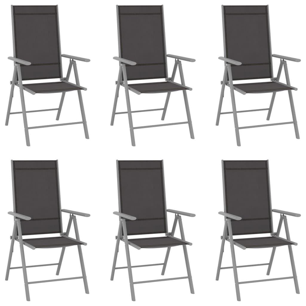 Folding Garden Chairs 6 pcs Textilene Black - Sid & Sam