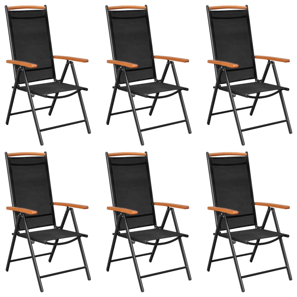Folding Garden Chairs 6 pcs Textilene Black - Casper Homes