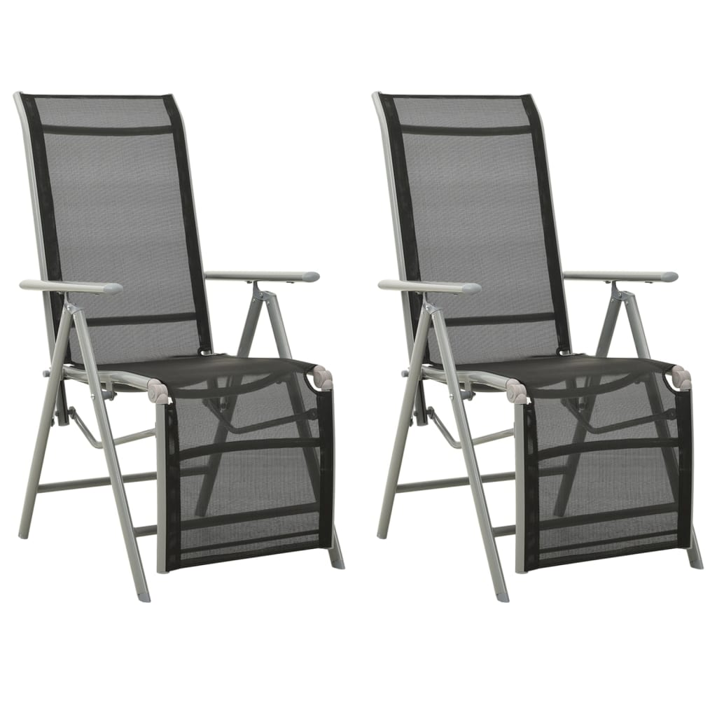 Reclining Garden Chairs 2 pcs Textilene and Aluminium Silver - Sid & Sam