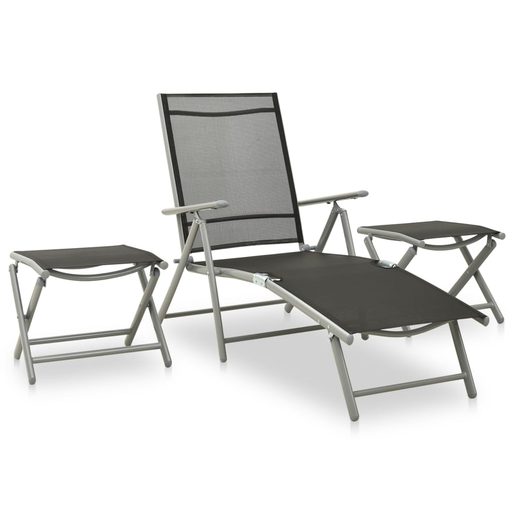 3 Piece Garden Lounge Set Textilene and Aluminium Silver - All Things Good