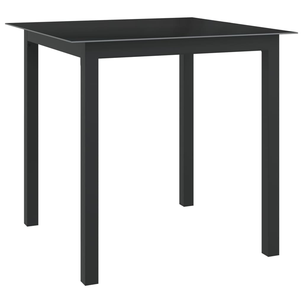 Garden Table Black 80x80x74 cm Aluminium and Glass - All Things Good
