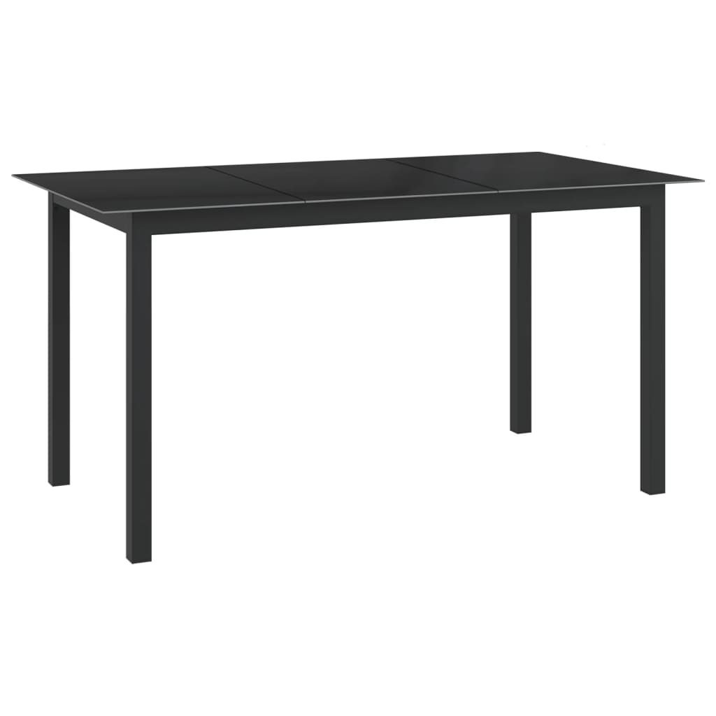 Garden Table Black 150x90x74 cm Aluminium and Glass - Discount Dealers