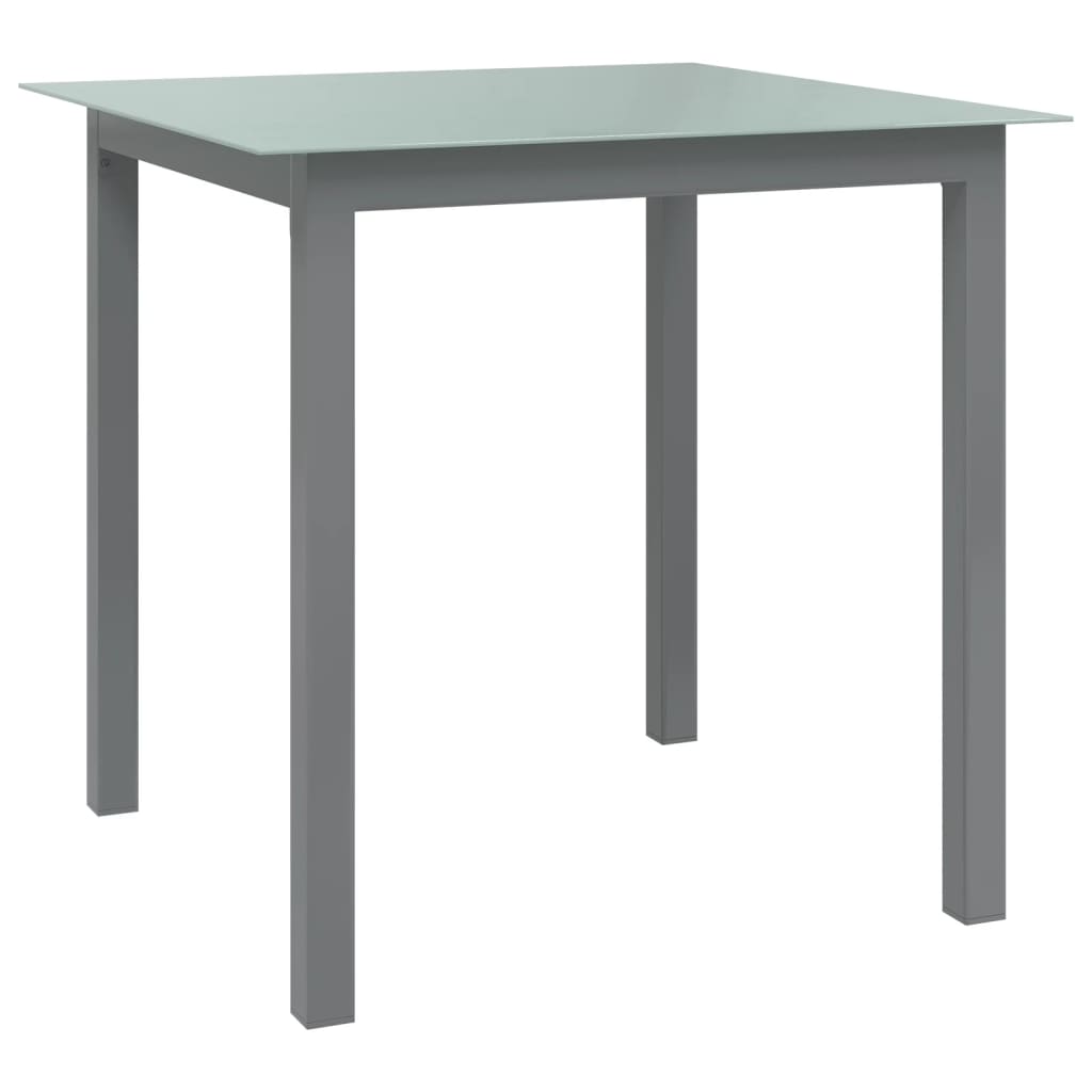 Garden Table Light Grey 80x80x74 cm Aluminium and Glass - Discount Dealers