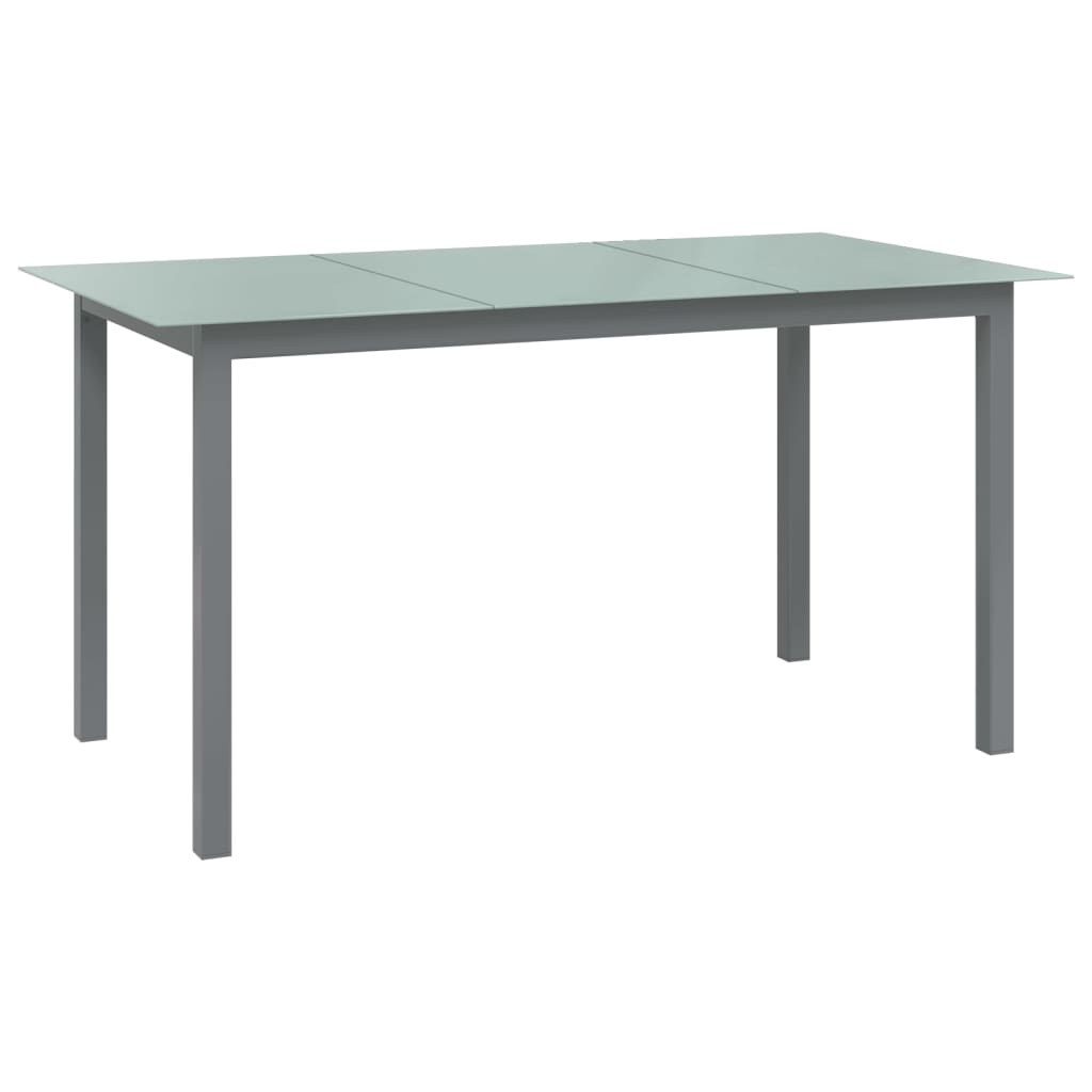 Garden Table Light Grey 150x90x74 cm Aluminium and Glass - Tyrell & Tyrell