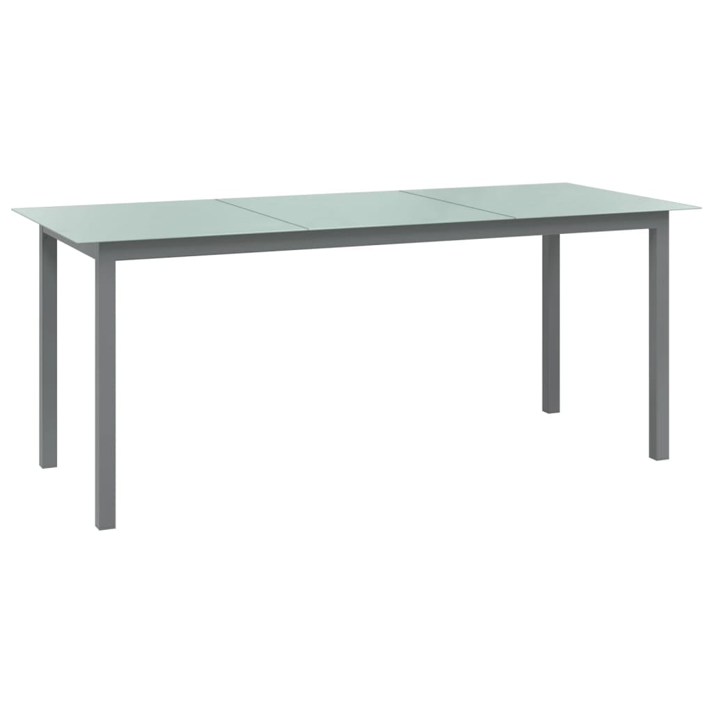 Garden Table Light Grey 190x90x74 cm Aluminium and Glass - Merlin Deals