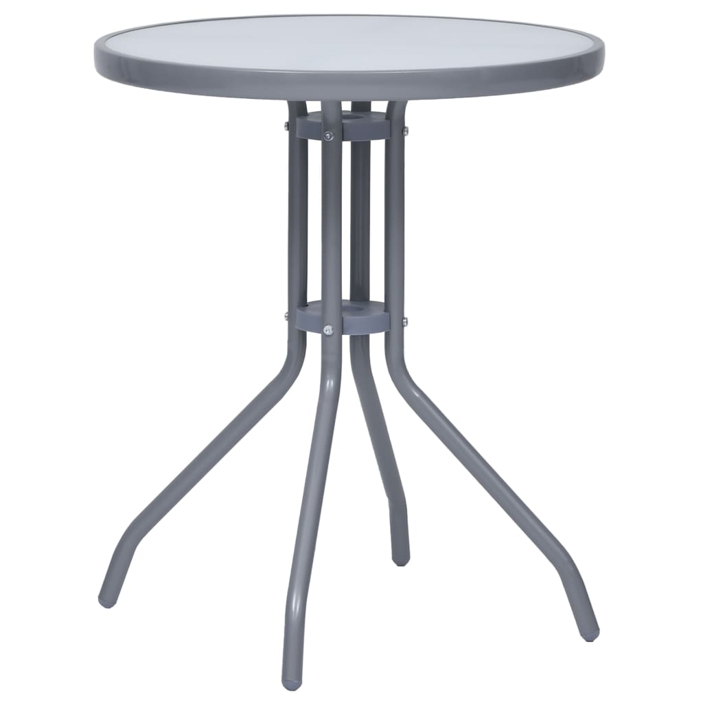 Garden Table Light Grey 60 cm Steel and Glass - Unbeatable Bargains