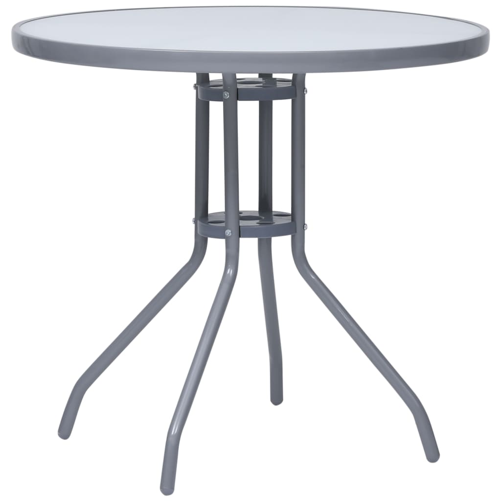 Garden Table Light Grey 80 cm Steel and Glass - Style and Chic