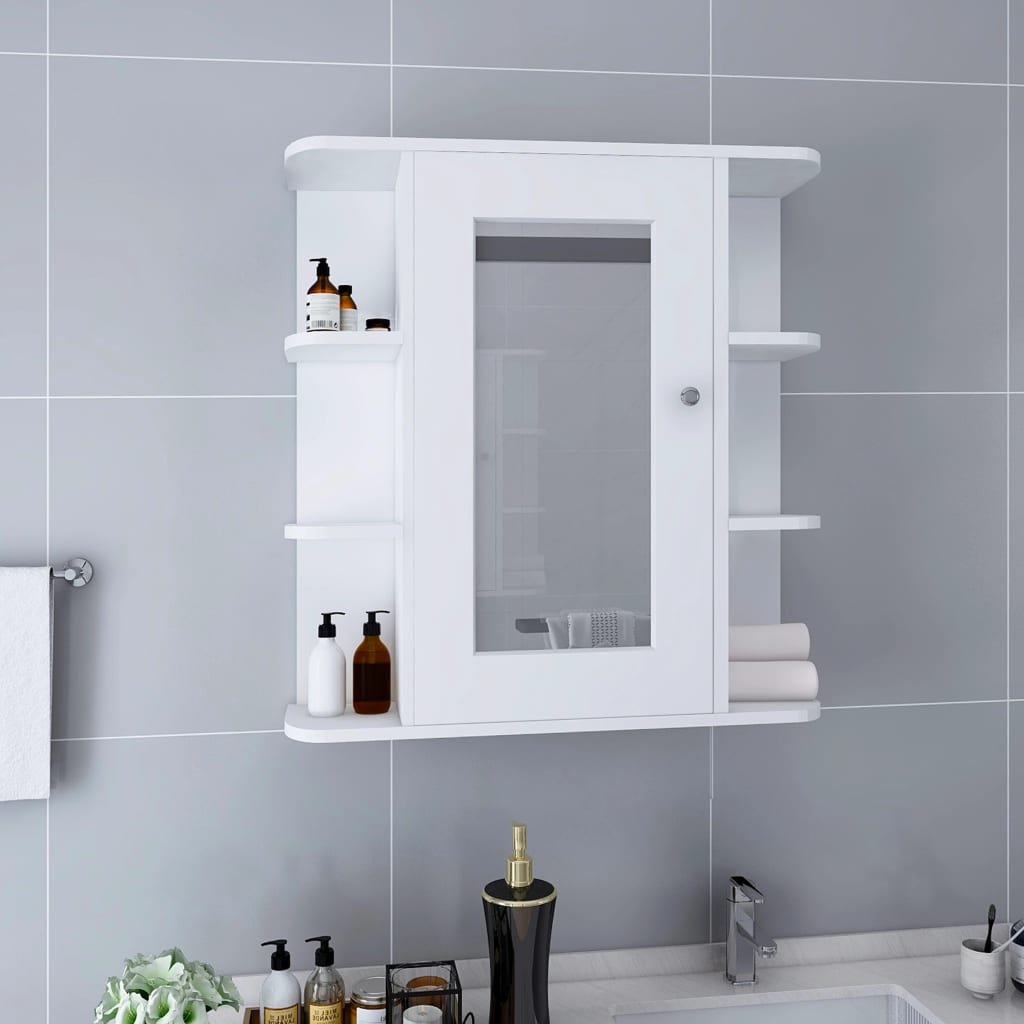 Bathroom Mirror Cabinet White 66x17x63 cm MDF - Merlin Deals