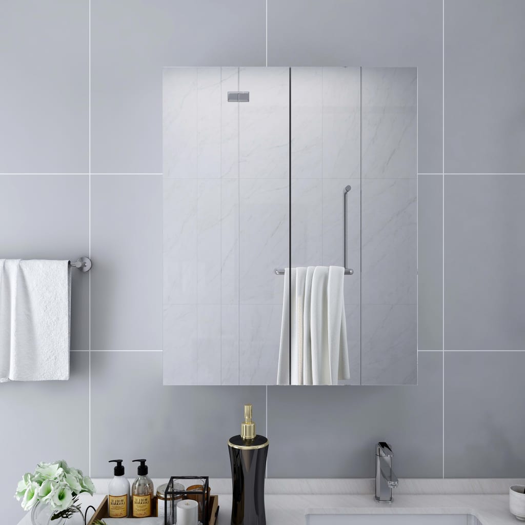 Bathroom Mirror Cabinet White 60x15x75 cm MDF - All Things Good
