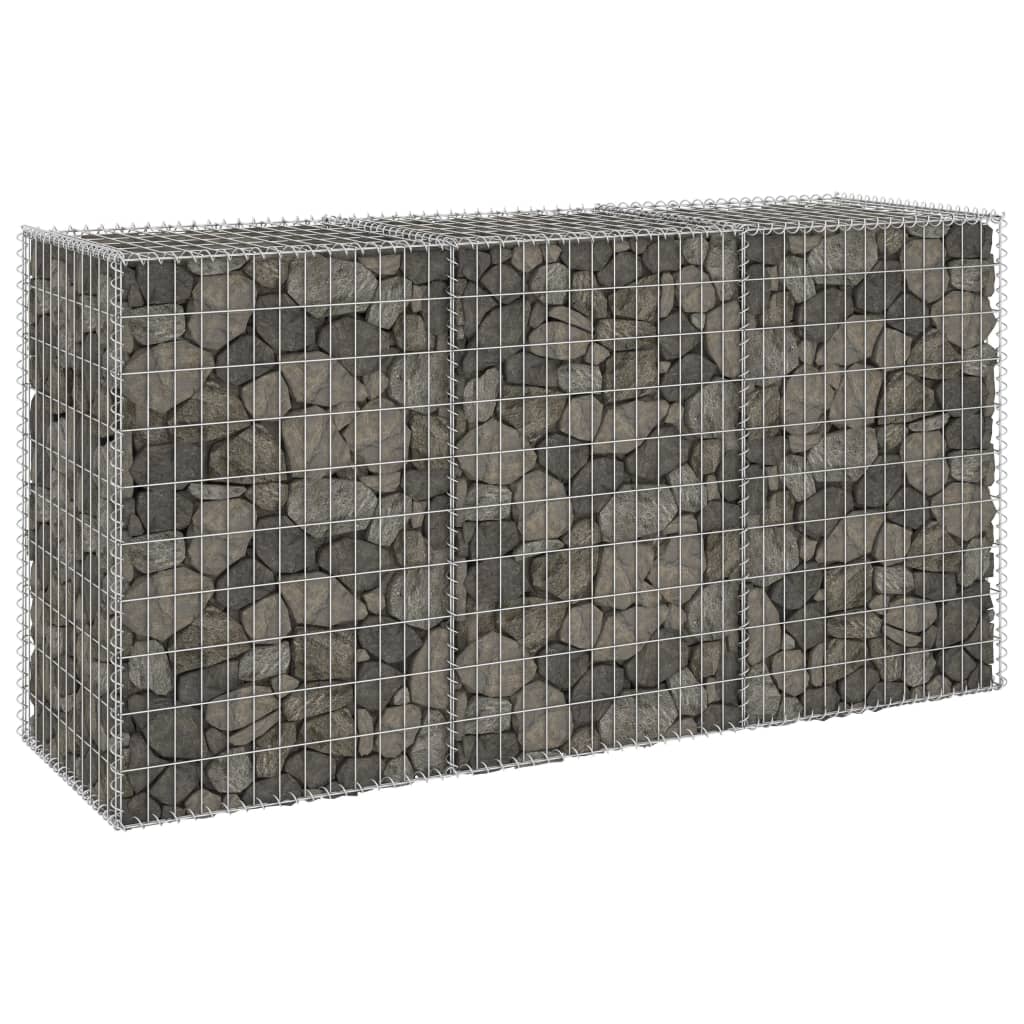 Gabion Wall with Covers Galvanised Steel 200x60x100 cm - Decor Base