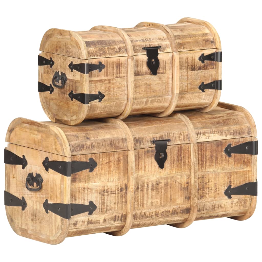 Storage Chests 2 Pieces Solid Mango Wood - Casper Homes