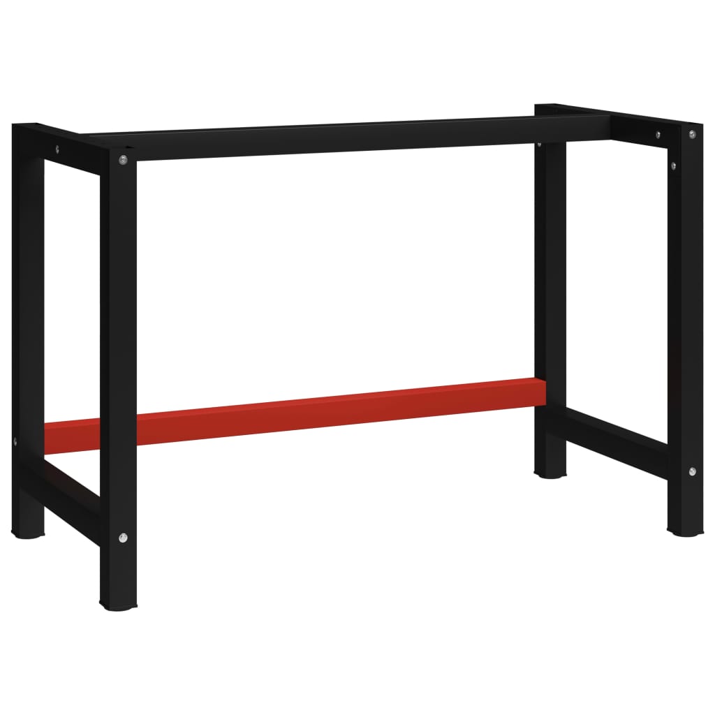 Work Bench Frame Metal 120x57x79 cm Black and Red - R and M Furniture