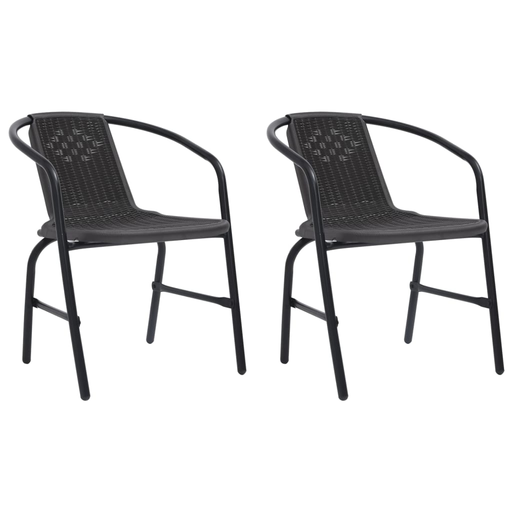 Garden Chairs 2 pcs Plastic Rattan and Steel 110 kg - Discount Dealers