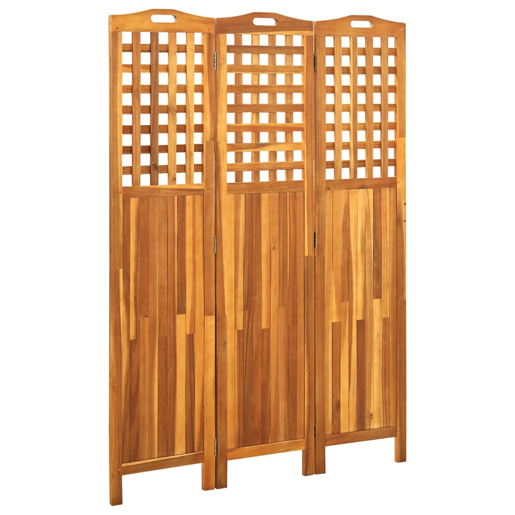 3-Panel Room Divider 121x2x170 cm Solid Acacia Wood - Decor Base