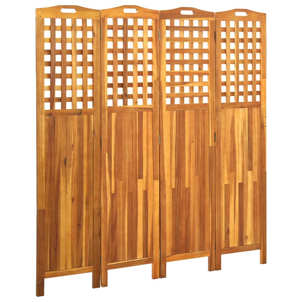 4-Panel Room Divider 161x2x170 cm Solid Acacia Wood - R and M Furniture