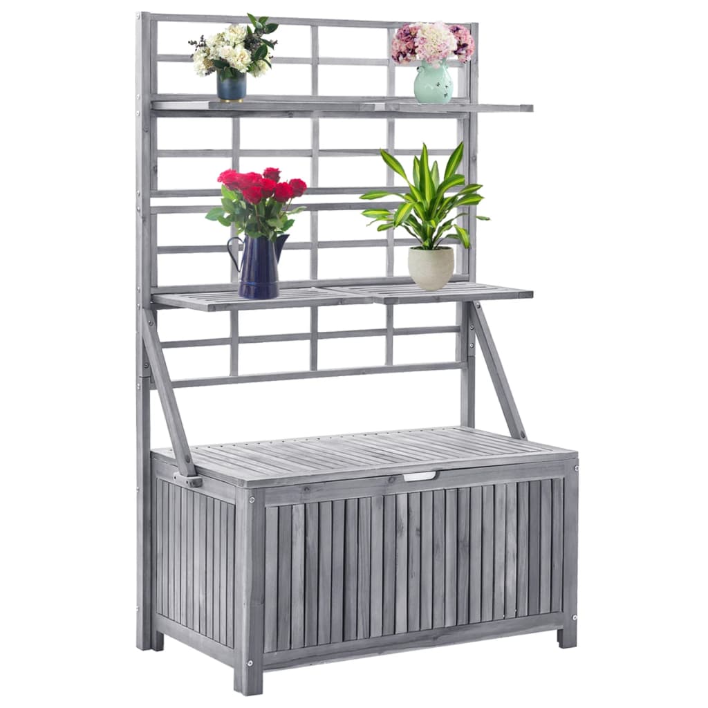 Storage Box with Trellis Grey 99x55x160 cm Solid Acacia Wood - Millennium Furniture