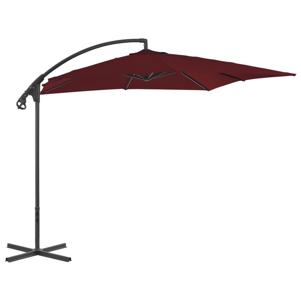 Cantilever Umbrella with Steel Pole 250x250 cm Wine Red - R and M Furniture
