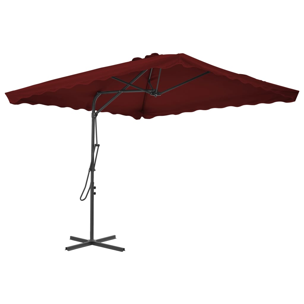 Outdoor Parasol with Steel Pole Bordeaux Red 250x250x230 cm - The Home Maker