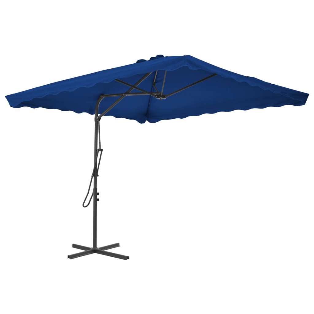 Outdoor Parasol with Steel Pole Blue 250x250x230 cm - Merlin Deals
