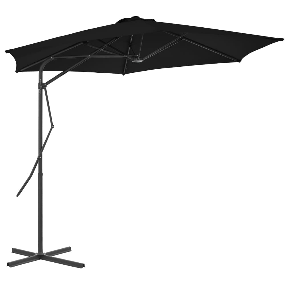 Outdoor Parasol with Steel Pole Black 300x230 cm - Merkel Designers