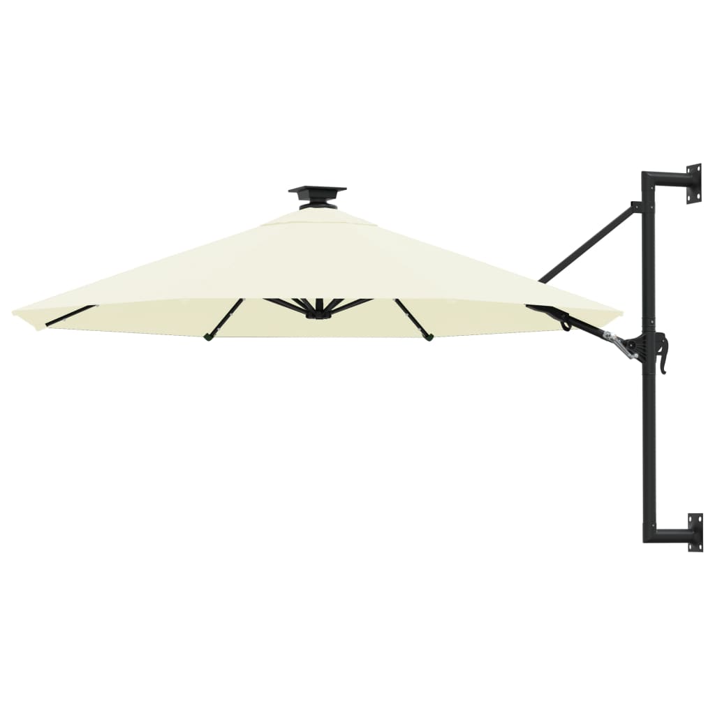 Wall-mounted Parasol with LEDs and Metal Pole 300 cm Sand - Sid & Sam