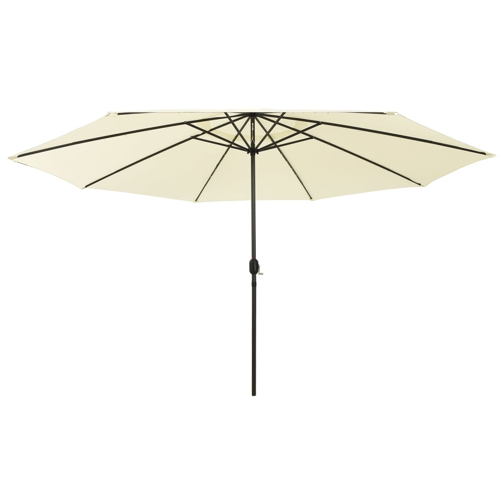 Outdoor Parasol with LED Lights and Metal Pole 400 cm Sand - Design Hut
