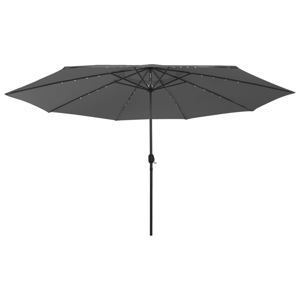 Outdoor Parasol with LED Lights and Metal Pole 400 cm Anthracite - Design Hut