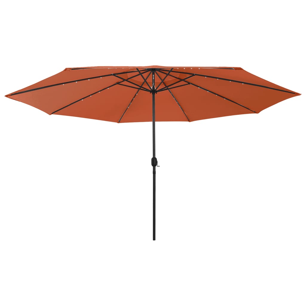 Outdoor Parasol with LED Lights and Metal Pole 400 cm Terracotta - The Home Maker