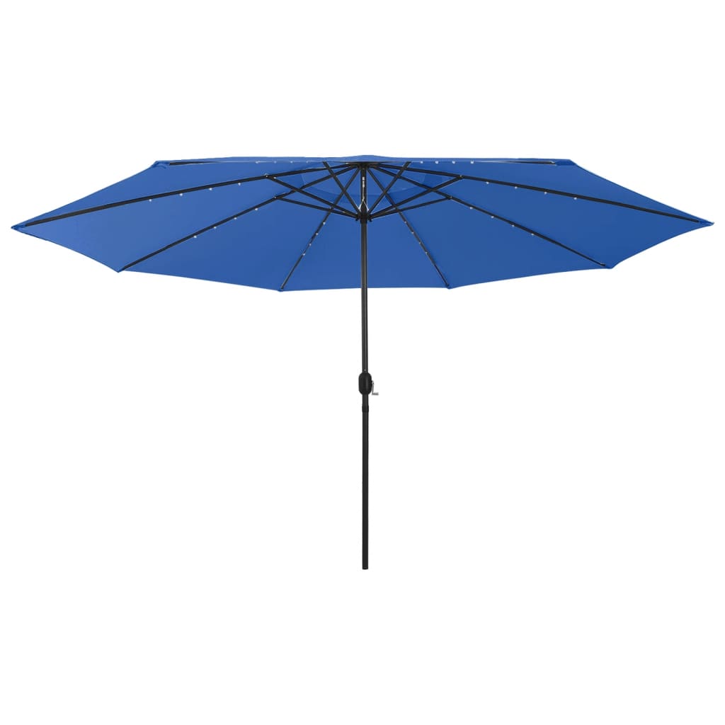 Outdoor Parasol with LED Lights and Metal Pole 400 cm Azure Blue - Tyrell & Tyrell