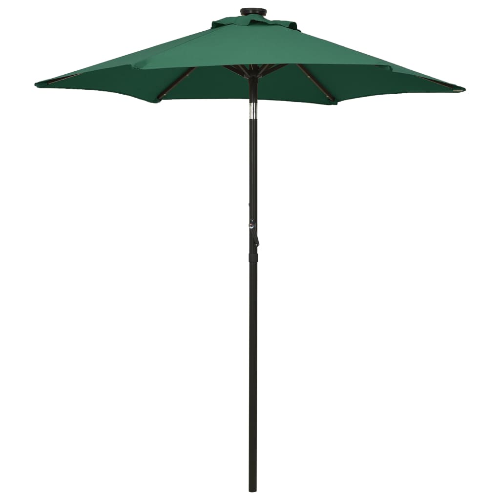Parasol with LED Lights Green 200x211 cm Aluminium - Unbeatable Bargains