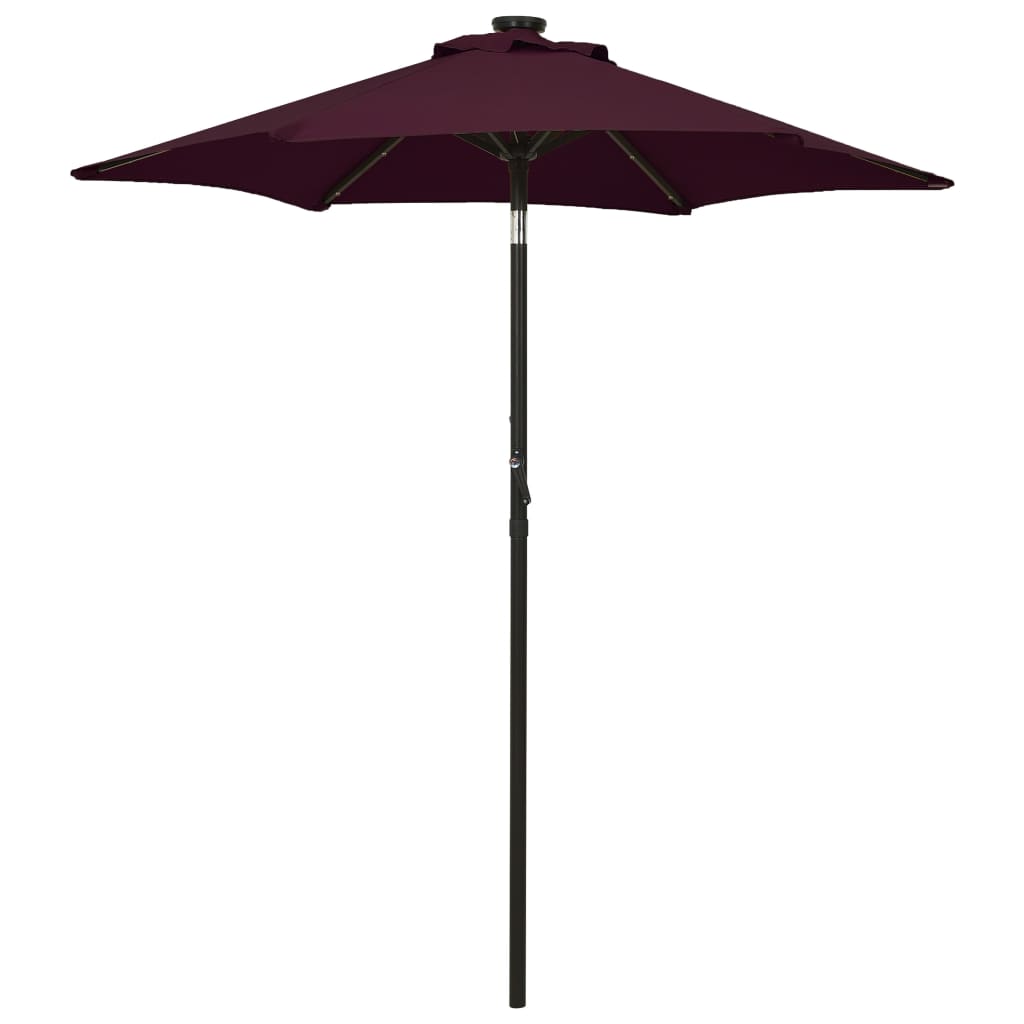 Parasol with LED Lights Bordeaux Red 200x211 cm Aluminium - R and M Furniture