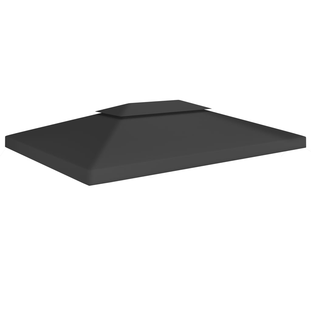 2-Tier Gazebo Top Cover 310 g/m2 4x3 m Black - Design Hut