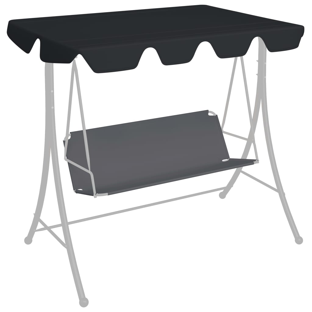 Replacement Canopy for Garden Swing Black 188/168x145/110 cm - Decor Base