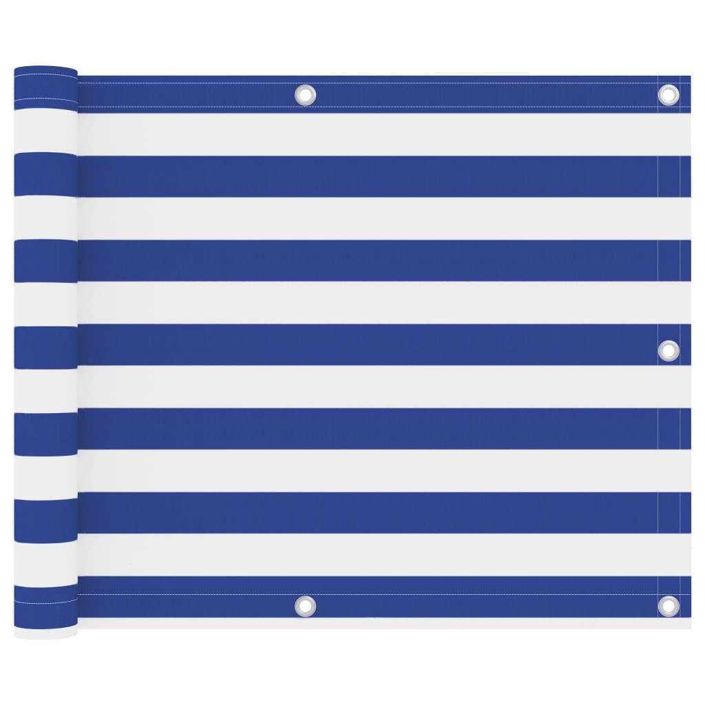 Balcony Screen White and Blue 75x500 cm Oxford Fabric - Design Hut